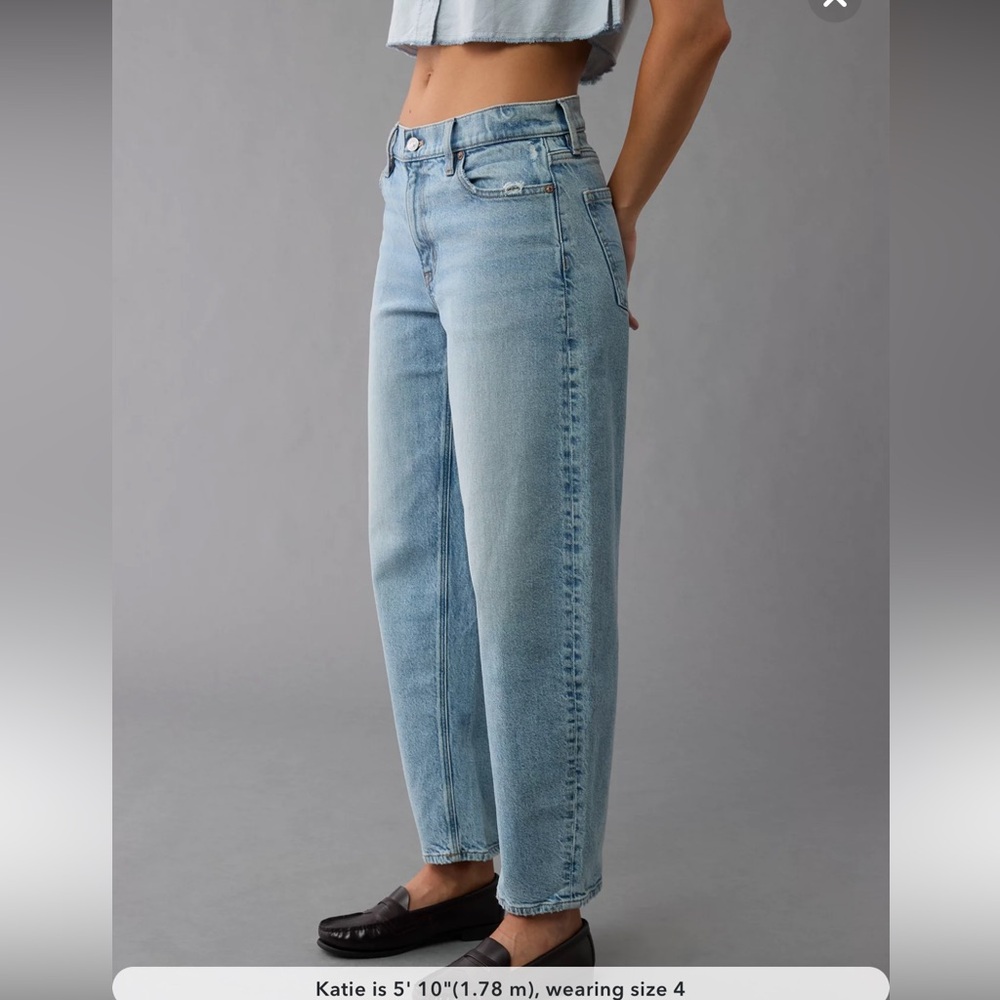 Light Blue barrel jeans. American eagle